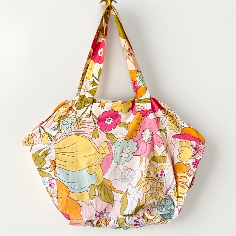 Liberty of London for Target Happy Colorful Retro Floral Zip Tote Bag Rare - Picture 8 of 16